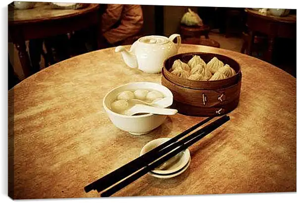 Постер на подрамнике - Хинкали. Азиатский завтрак.