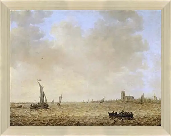 Картина в раме - Морской пейзаж с видом Дордрехта. Ян ван Гойен