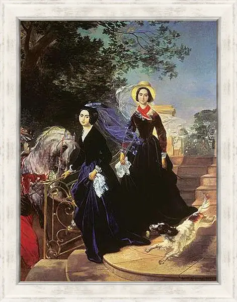 Картина в раме - Портрет сестёр Шишмарёвых. Брюллов Карл Павлович