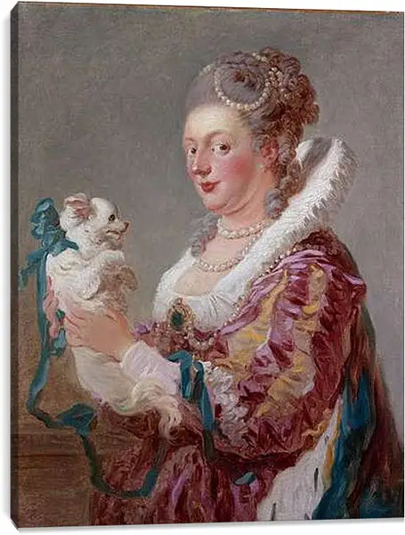 Постер на подрамнике - Дама с собачкой. Жан Оноре Фрагонар