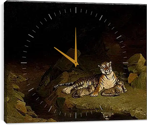 Часы картина - Tiger and Cubs - Тигр и детеныши. Жан-Леон Жером