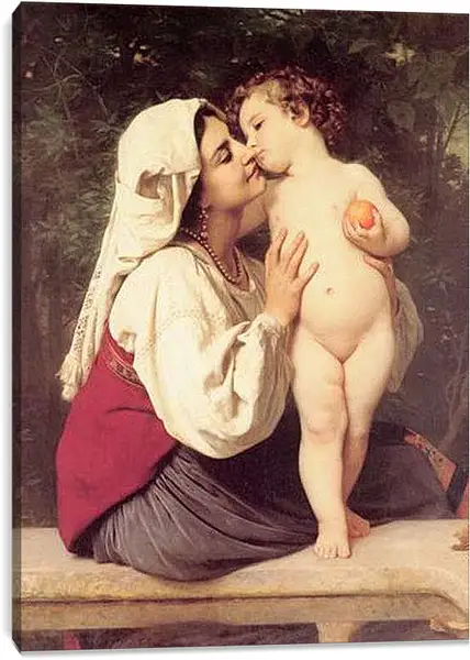 Постер на подрамнике - Le Baiser. Поцелуй. Адольф Вильям Бугро