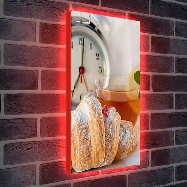 Лайтбокс световая панель - Круассан и чай. Утренние радости.