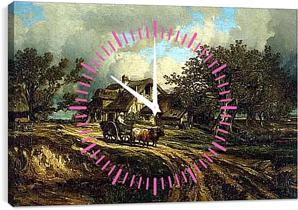 Часы картина - Деревенский пейзаж. Жюль Дюпре