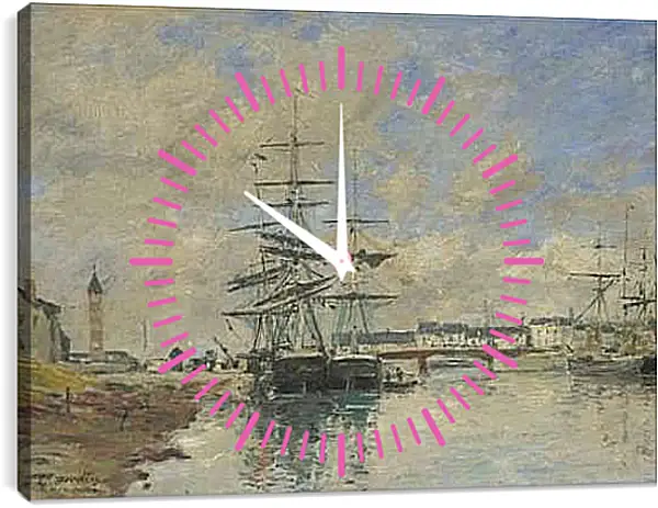 Часы картина - Deauville Harbour. Эжен Буден