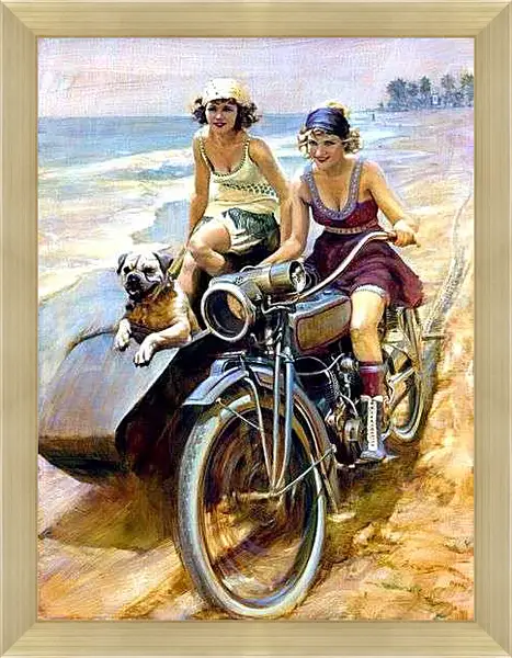 Картина в раме - Подружки на моте