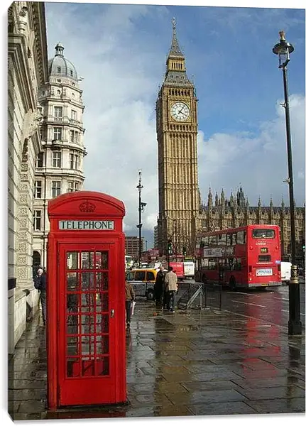 Постер на подрамнике - Телефонная будка. Лондон