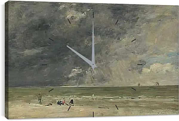 Часы картина - Beach Scene, Trouville. Эжен Буден