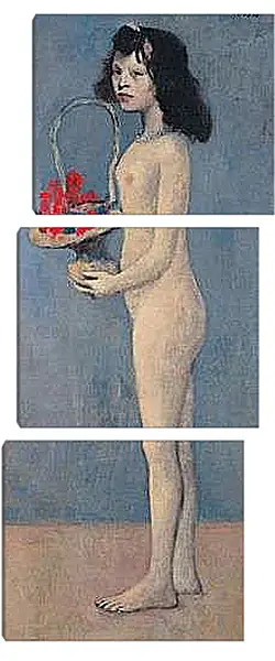 Модульная картина - Молодая девушка с цветочной корзиной. Пабло Пикассо