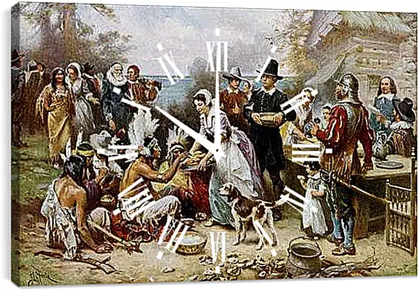 Часы картина - The First Thanksgiving. Жан-Леон Жером