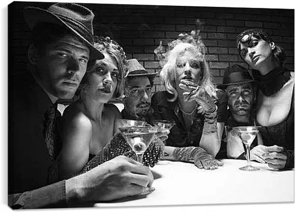Постер на подрамнике - Компания в баре