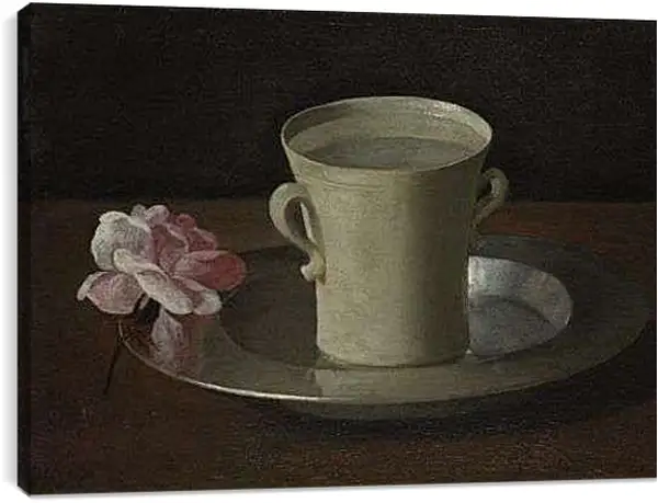 Постер на подрамнике - A Cup of Water and a Rose. Чашка воды и роза. Франсиско де Сурбаран
