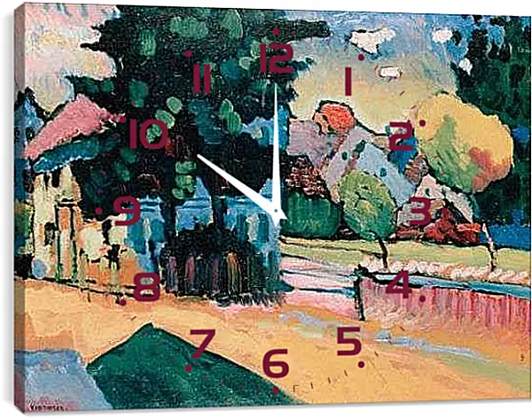 Часы картина - Вид Мурнау. Кандинский Василий