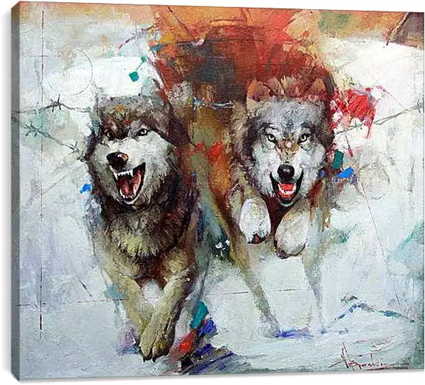 Постер на подрамнике - Волки