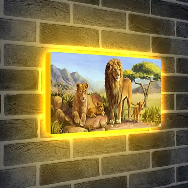 Лайтбокс световая панель - Семья львов
