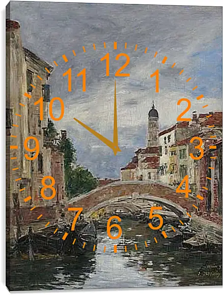 Часы картина - Small Channel in Venice, 1895. Эжен Буден