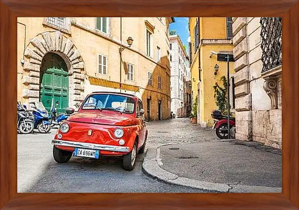 Картина в раме - Fiat Nuova 500 на улице Рима
