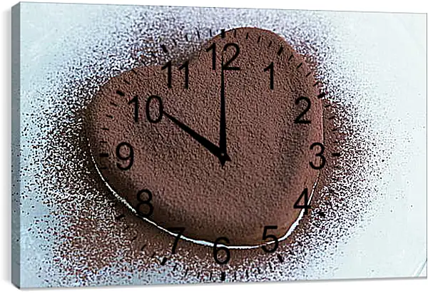 Часы картина - Кофейное сердечко