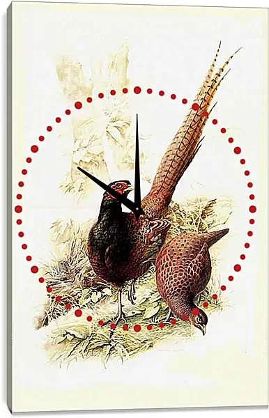 Часы картина - Пара фазанов