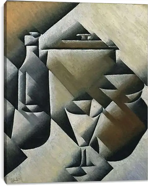 Постер на подрамнике - Jar, Bottle and Glass. Хуан Грис