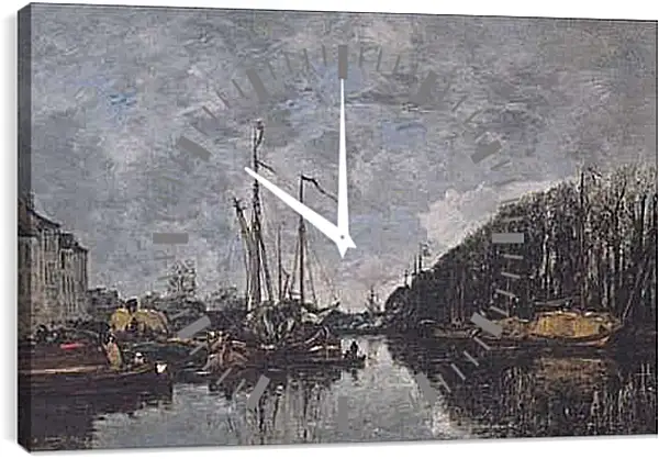 Часы картина - Kanal an der Allee Verte in Brussel. Эжен Буден
