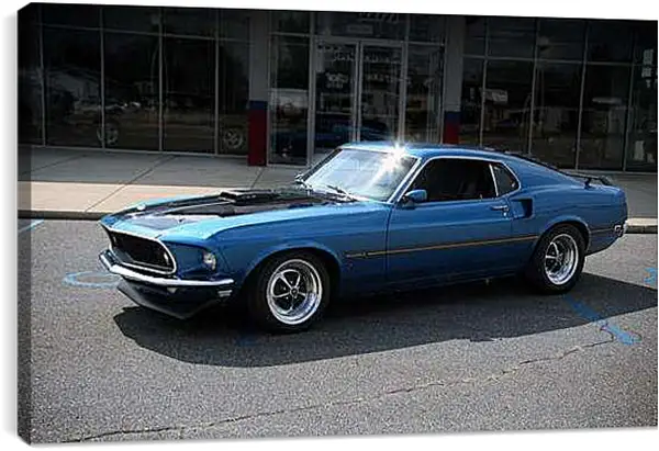 Постер на подрамнике - Синий шевроле (chevrolet) мускулкар