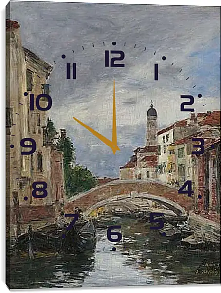 Часы картина - Small Channel in Venice, 1895. Эжен Буден