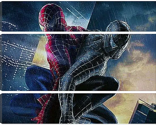 Модульная картина - Человек паук чёрный