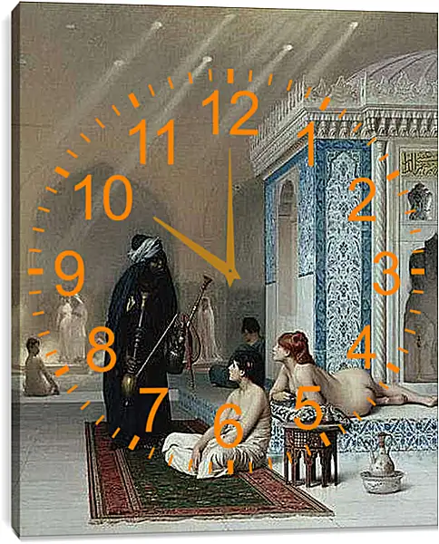 Часы картина - Pool in a Harem. Жан-Леон Жером