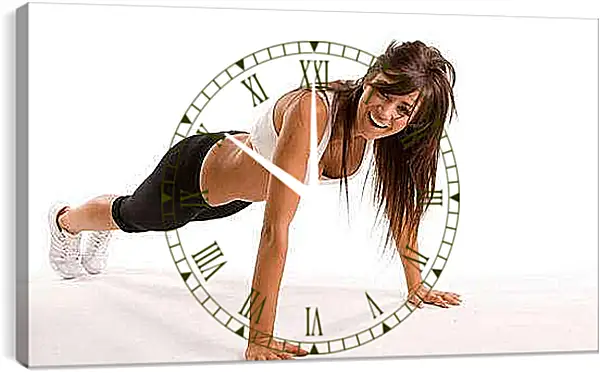 Часы картина - Девушка в стойке для отжимания