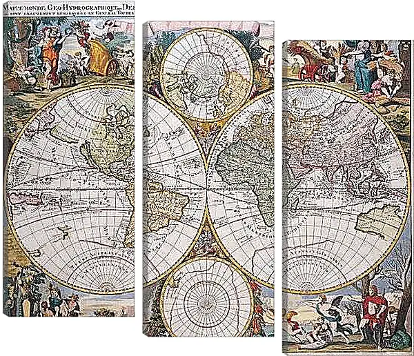 Модульная картина - Древняя карта мира