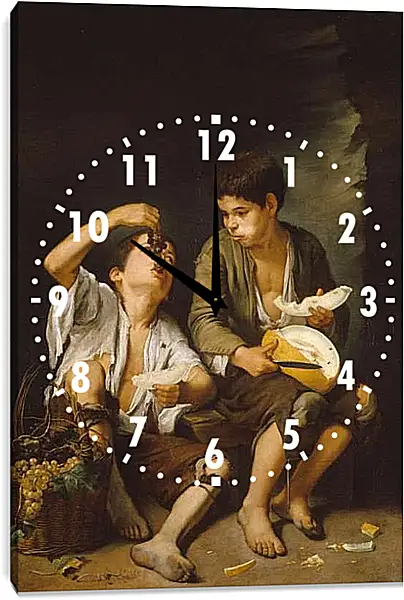 Часы картина - Едоки дыни и винограда. Бартоломе Эстебан Мурильо