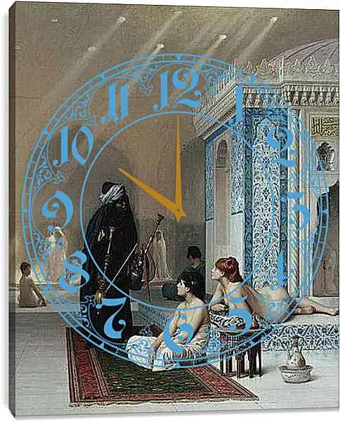 Часы картина - Pool in a Harem. Жан-Леон Жером