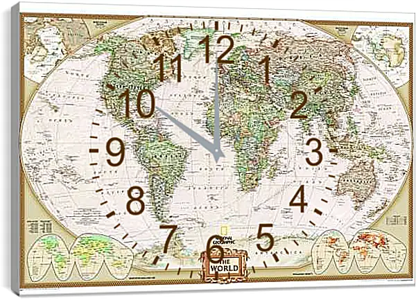 Часы картина - Карта мира (National Geographic)
