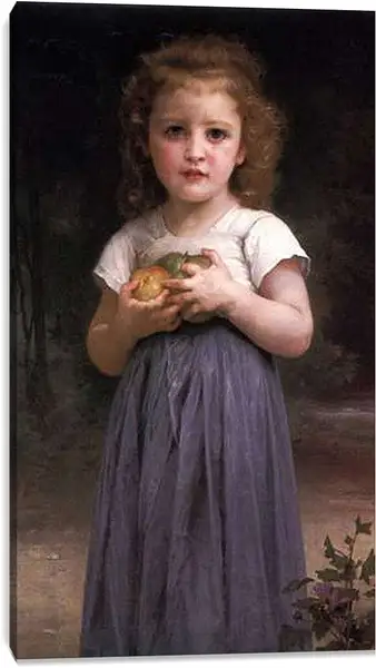 Постер на подрамнике - Petite Fille Tenant des Pommes Dans Les Mains. Девочка с яблоками в руках. Адольф Вильям Бугро