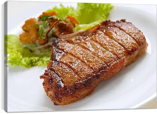 Постер на подрамнике - Стейк-Рибай. Аппетитный стейк.