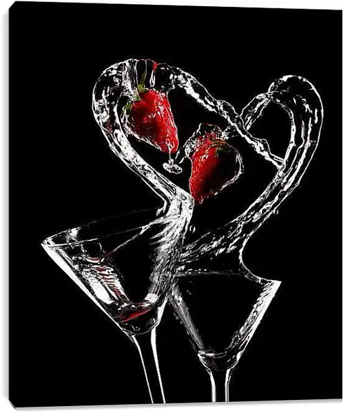Постер на подрамнике - Всплеск лебеди клубника. Сладкая симфония.