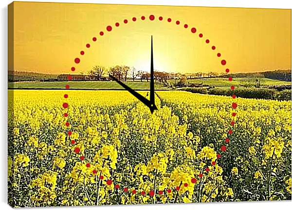 Часы картина - Поле желтых цветов