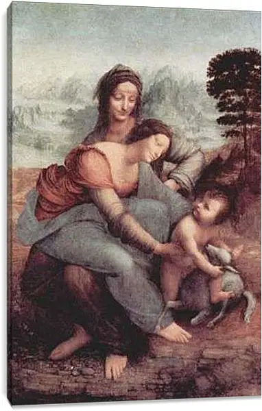 Постер на подрамнике - Святая Анна с Марией и младенцем. Леонардо да Винчи