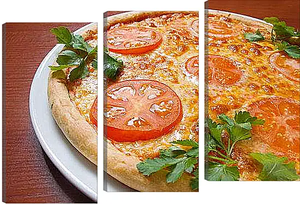 Модульная картина - Пицца с помидорами. Аппетитная простота.