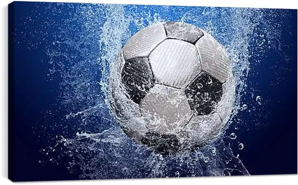 Постер на подрамнике - Мяч в брызгах воды