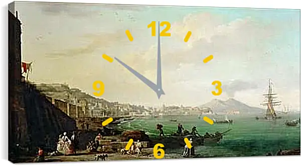 Часы картина - View of Naples with Mt. Vesuvius. Клод Жозеф Верне