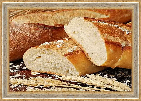 Картина в раме - Белый хлеб. Аромат Хлеба.