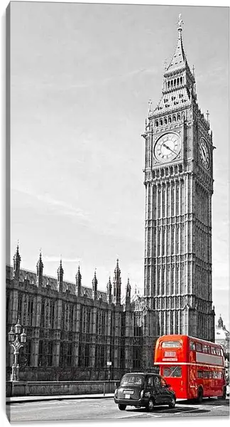 Постер на подрамнике - Биг-Бен и красный автобус