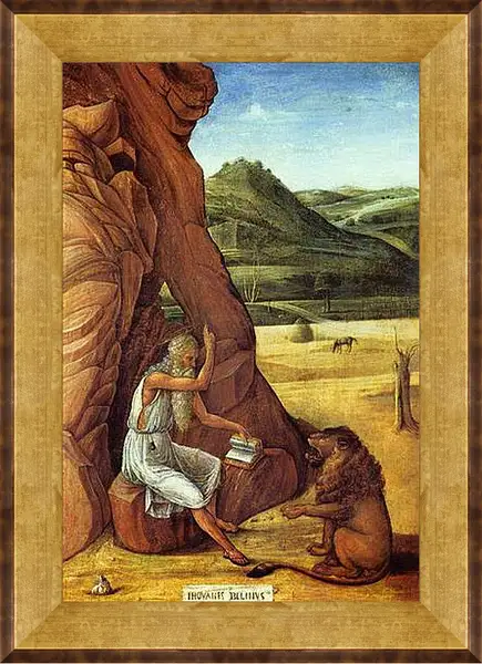 Картина в раме - Hieronymus in der Wuste. Джованни Беллини