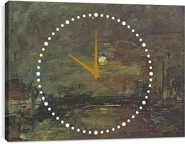 Часы картина - Abenddammerung uber dem Hafen von Le Havre. Эжен Буден