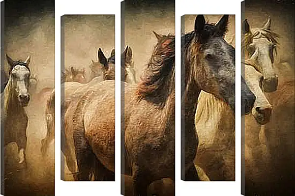 Модульная картина - Табун лошадей