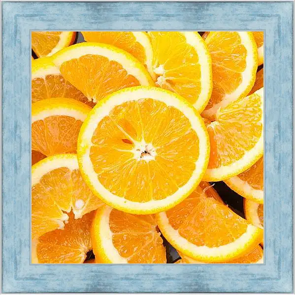 Картина в раме - Апельсиновые дольки. Апельсиновая свежесть.