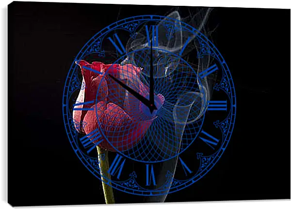 Часы картина - Красная роза