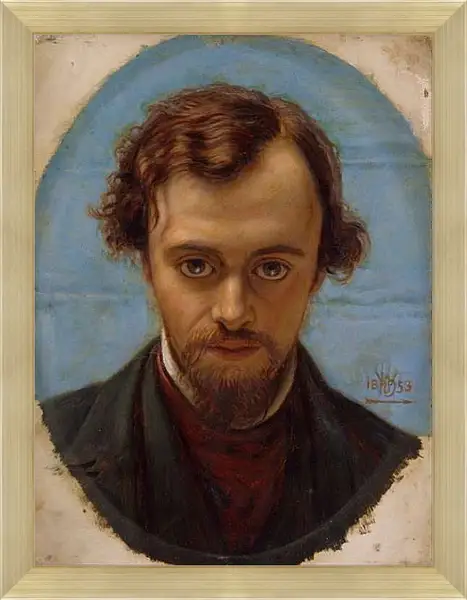 Картина в раме - Портрет Данте Габриэля Россетти в 22 года. Уильям Холман Хант